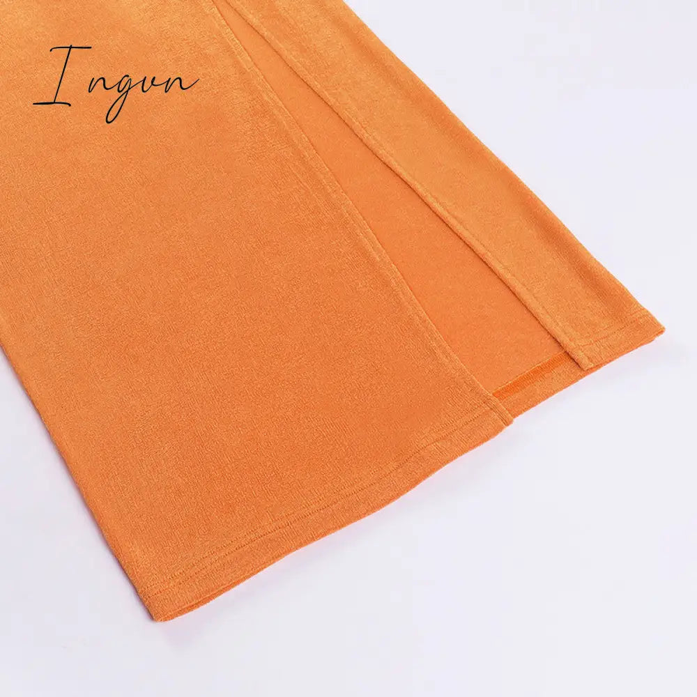 Ingvn - Spaghetti Strap Bodycon Dress Women Sexy Party Sleeveless Backless Solid Side Split Long Robe Elegant Commute Maxi Dresses