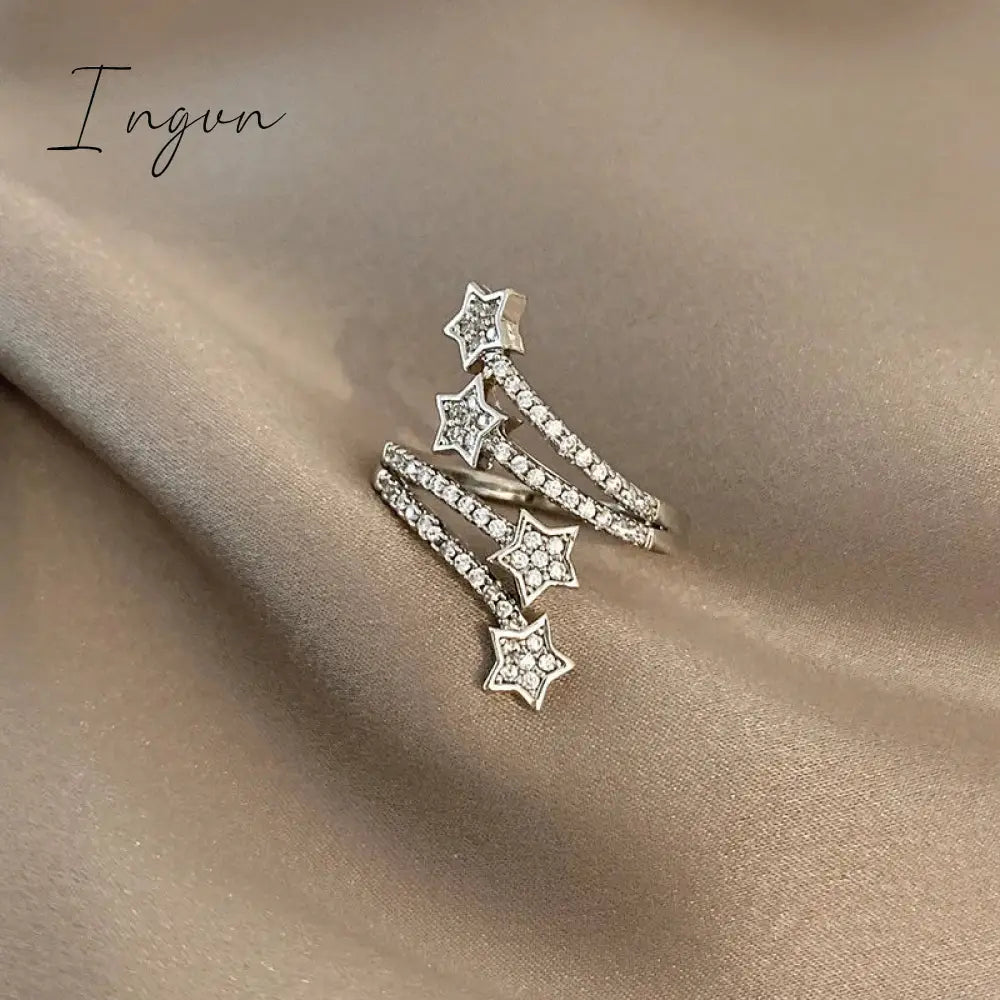 Korean New Exquisite Geometric Round Ring Women's Fashion Luxury Zircon Finger Ring Simple Temperament Versatile Jewelry