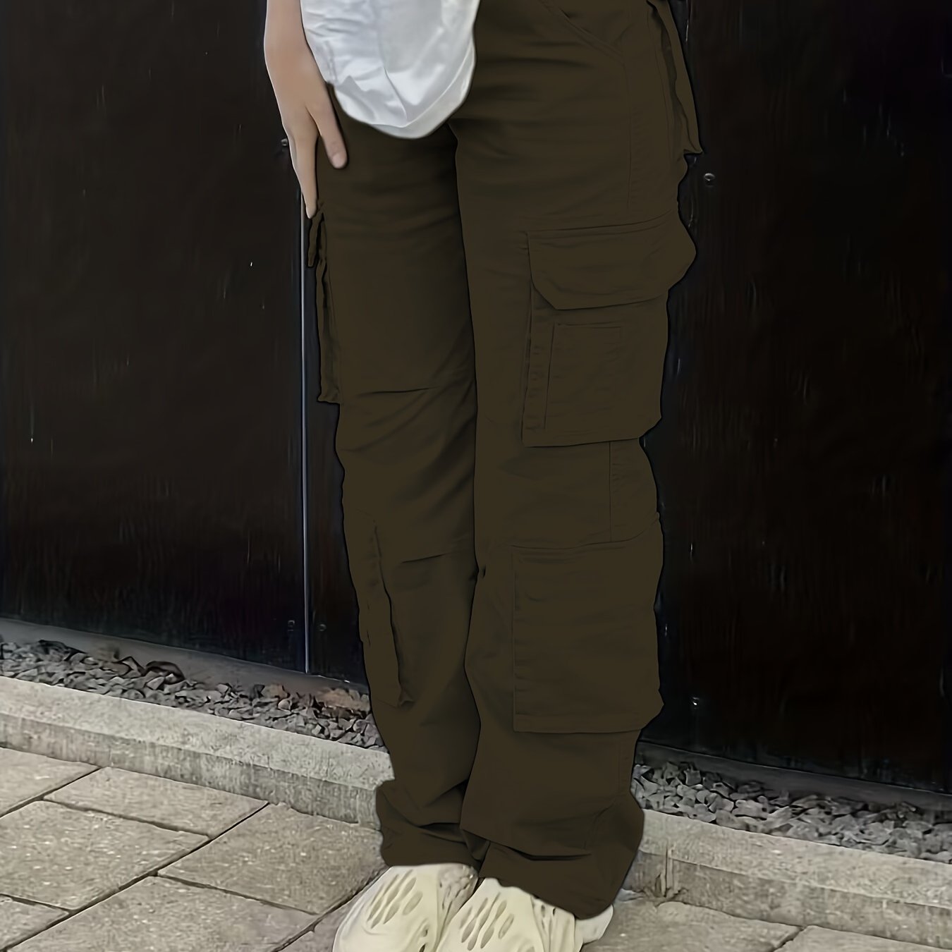 Vintage High Waist Denim Cargo Pants for Women | Breathable & Comfort-Fit with Pockets | Casual Chic, Machine-Washable Jeans