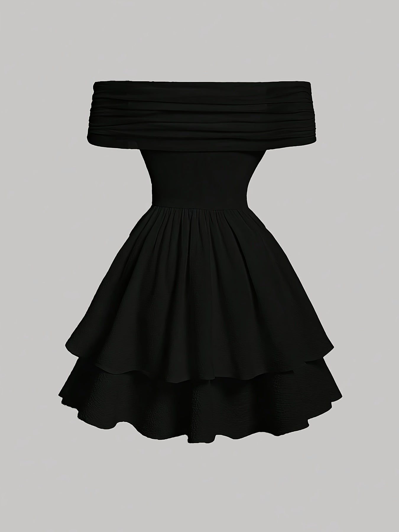 Elegant Sleeveless A-line Off Shoulder Dress - Ruffle Hem Solid Color Spring & Summer Women's Clothing