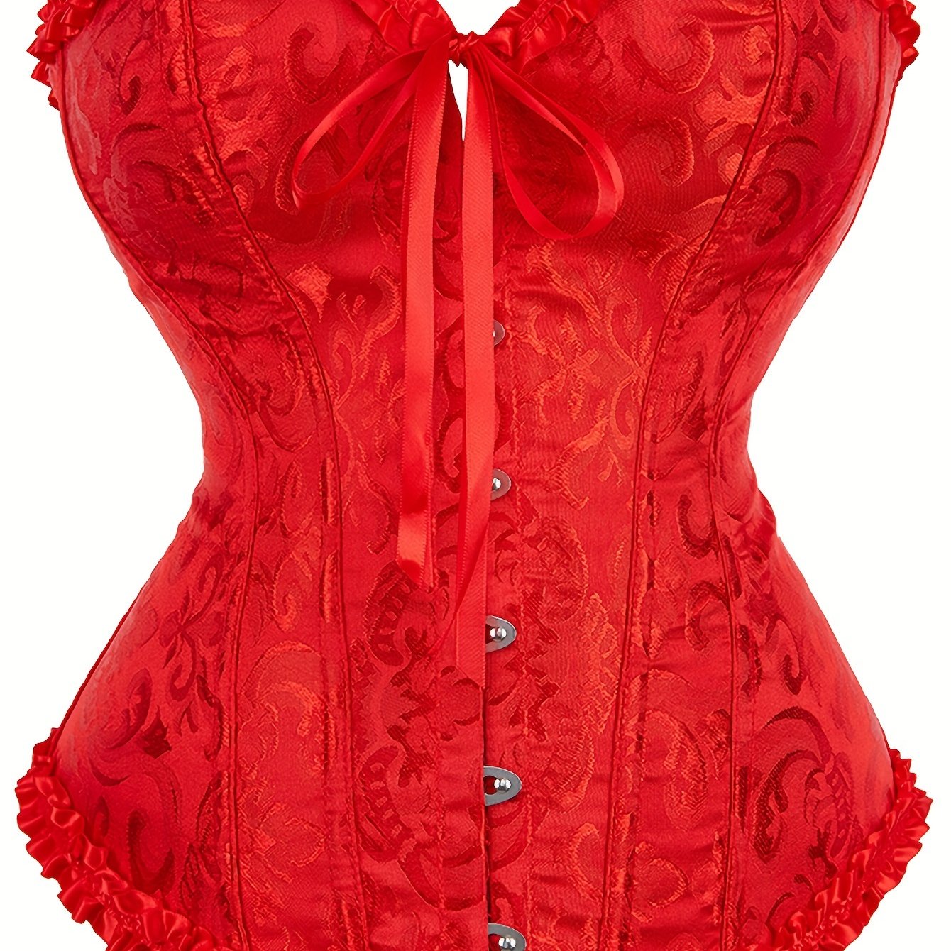 Ravishing Ruffle Strapless Corset Bustier - Sculpting Tummy Control, Lace-Up Jacquard Body Shaping, Adjustable Hooks, Comfortable Women's Lingerie & Shapewear for Hourglass Figure