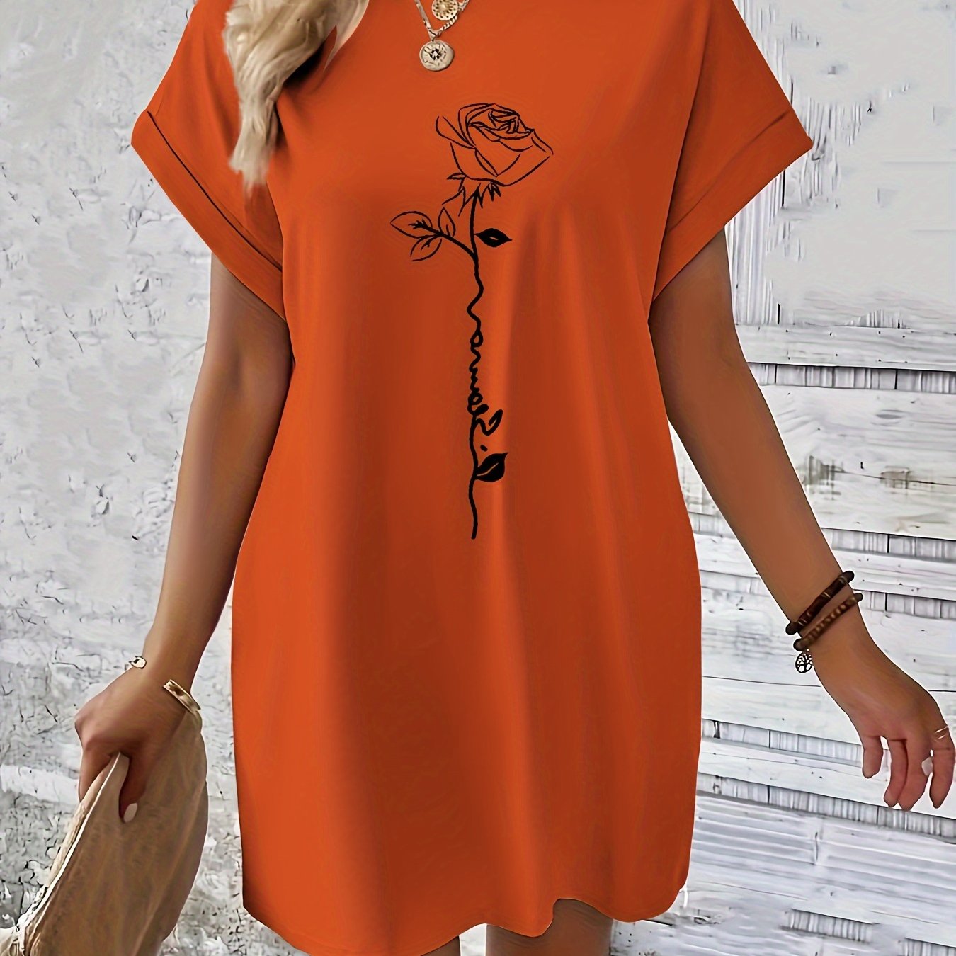 Breezy Floral Crew-Neck Dress - Lightweight & Comfortable for Everyday Spring/Summer Elegance, Women’s Fashion