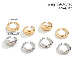 INGVN  8Pcs/Set Creative Smooth Water Drop Rings for Women Vintage Geometric Adjustable Open Finger Nail Ring Couple Wed Accessories