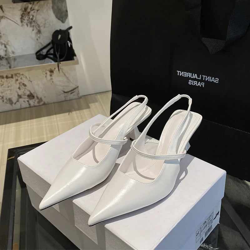 Summer Pointed Toe Women Sandals Fashion Elegant Shallow Singbacks Shoes Ladies Casual Outdoor Dress High Heel Sandalias
