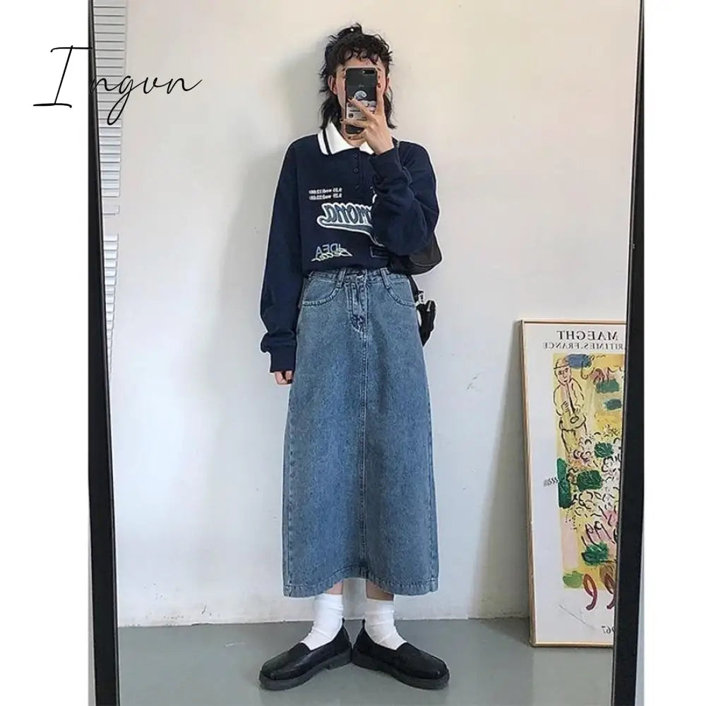 Ingvn - Vintage Oversized Letter Print Sweatshirt