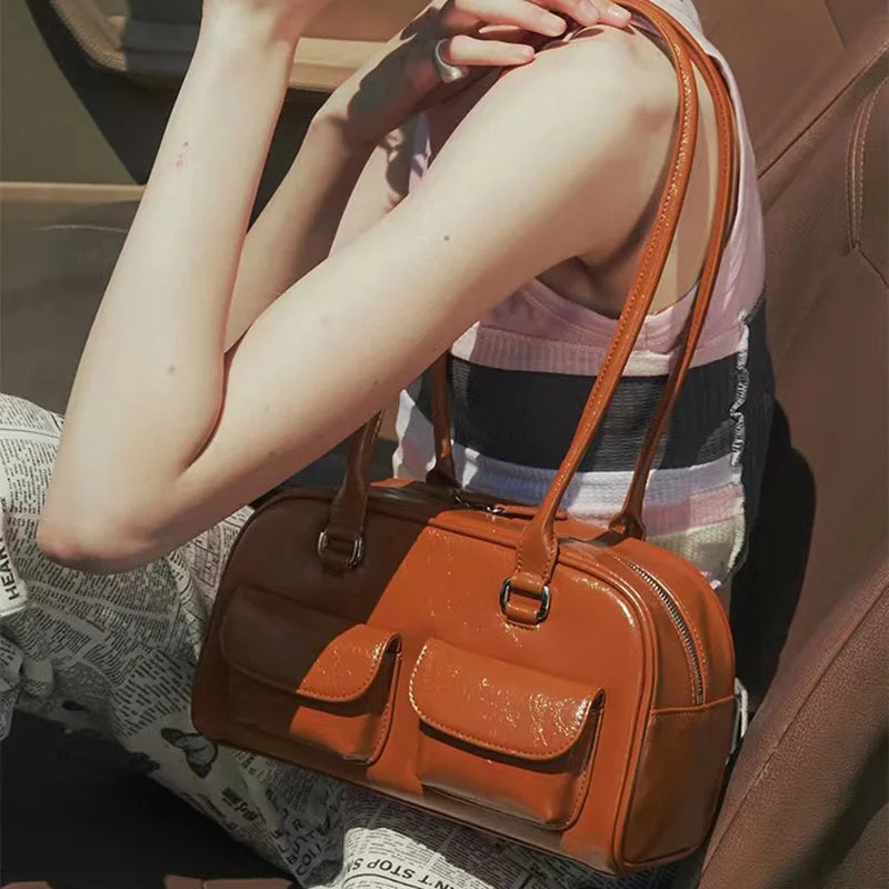 INGVN  Luxury Design Korean Vintage Trendy Shoulder Bags Fashion Casual All Match Handbags Women Y2k Streetwear Chic Solid Underarm Bag
