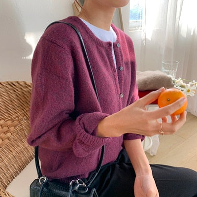 Cashmere Sweater Cardigan Women Single Breasted Long Sleeve Elegant Vintage Jumper Solid Wool Knitted Autumn Winter Outwear