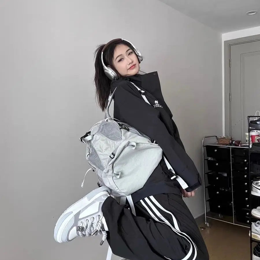 INGVN  Streetwear Vintage Fashion Backpacks Casual Trendy Y2k Aesthetic Students Schoolbags Japanese Women Grunge All Match Rucksacks