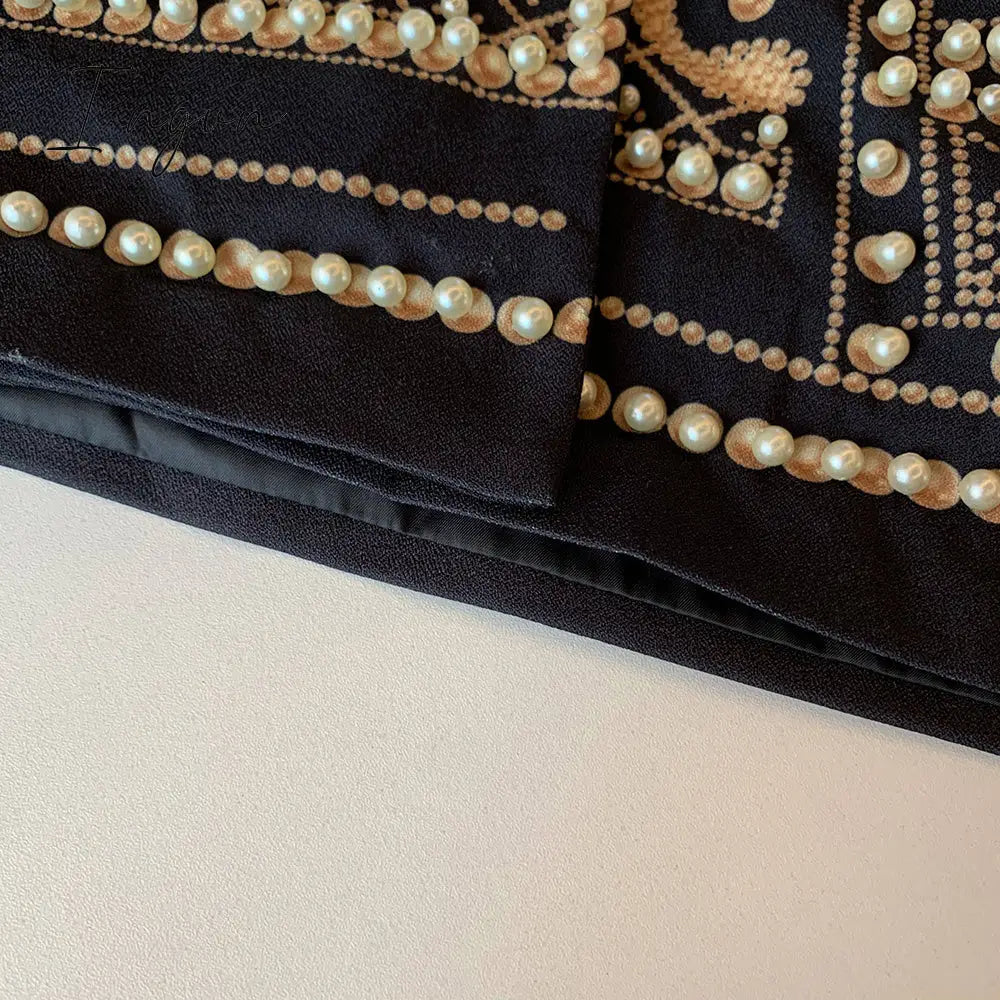 Ingvn - new Beaded Geometric Autumn Winter Long Sleeves V-Neck Vintage Ladies Outwear vintage fashion Overcoats