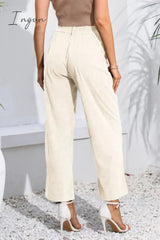 Ingvn - Buttoned  Straight Hem Long Pants