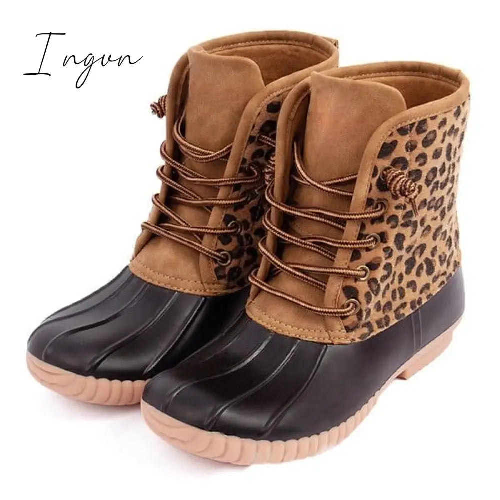 Ingvn - Women Waterproof Lace Up Duck Boots