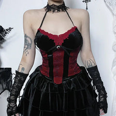 Mall Goth Streetwear Punk Style Halter Neck Crop Top Women Vintage Aesthetics Backless Y2K Tank Top Sexy Camisoles