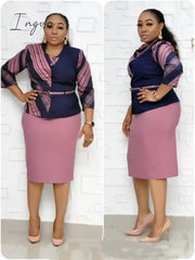 Ingvn - African Clothes 5XL 6XL Plus Size Suit Two Piece Set Women African Dresses For Women Print Top&Pencil Skirt Set Office Lady