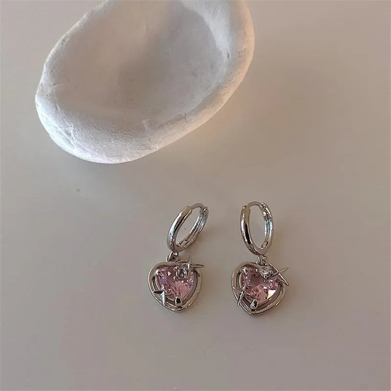 INGVN  Irregular Heart Tassel Star Earrings Women Design Senior Sense of Fashion Personality Earring Y2K Trendy Party Jewelry Gift