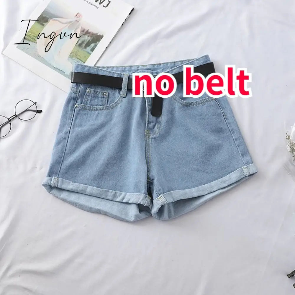 Ingvn - Shorts Women Chic All-match Korean Casual Basic Simple Harajuku Teens Denim Short Trouser Basic Loose Wide-leg Womens Clothing