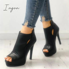 Ingvn - Fashion Peep Toe Cutout Thin Heels Sandals