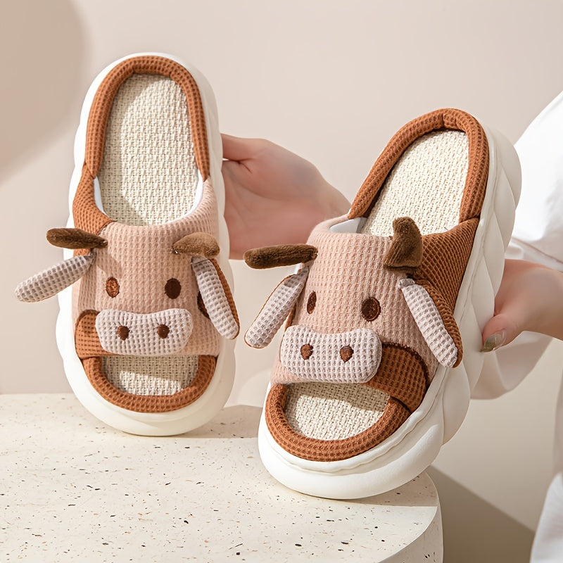 Adorable Womens Cow Print Slippers - Ultra-Soft Platform with Luxurious Plush Lining - Non-Slip Indoor Slides for Year-Round Cozy Comfort