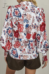 Ingvn - Bohemian Floral Buttons Shirt Collar Tops