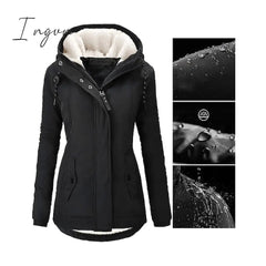 Ingvn - Women's Parka Street Fall Winter Long Coat Windproof Warm 3 in 1 Loose Casual Sports Jacket Long Sleeve Solid Color Zipper Purple Blushing Pink  Waterpoof  Daily Wear Down  Parkas  Lined