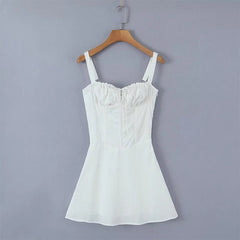 New Fashion Women Back Lacing Up Bandage Black White Sling Dress Sexy Sleeveless Female Summer Party Mini Robe
