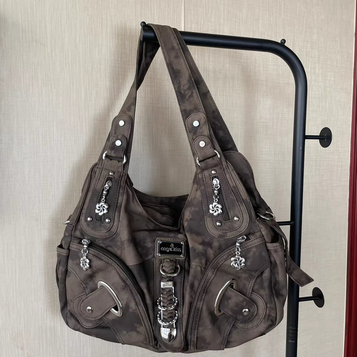 Ingvn  Y2k Vintage Shoulder Bag for Women Gothic Fashion Tie-dye Tote Bag Aesthetic Large Capacity Luxury Designer Female Handbag
