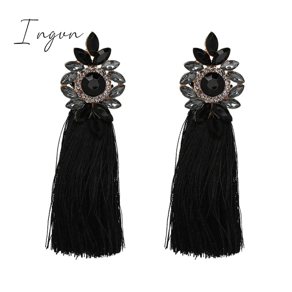 Ingvn - Bohemia Multicolored Tassel Earrings For Women Fashion Party Jewelry Fringe Dangle Earrings Statement Brincos 2023 Trend