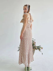 High Slits Colorful Maxi Dress Women Bandage Patchwork Lace Folds Irregular Low-Neck Sweet Skinny Temperament Vestidos