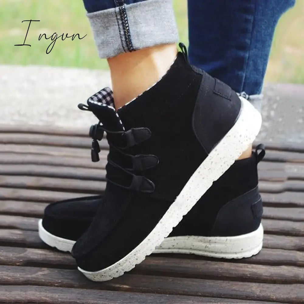 Ingvn - Casual Laced Front Ankle Boots