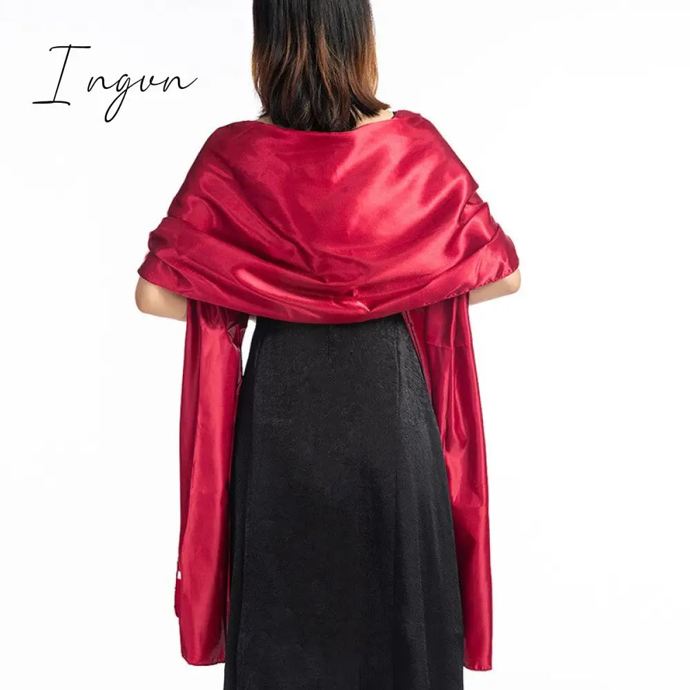 Ingvn - 16 Colors Shrugs for Women Evening Cape Dress Wraps Shawls 240*70cm Satin Long Formal Wedding Party Prom Wraps Ladies Bolero