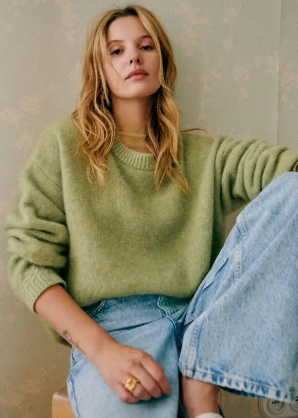Solid Knit O-neck Elegant Women Pullover Long Sleeve Oversized Loose Soft Warm Sweater  Autumn Chic Casual Office Knitwears