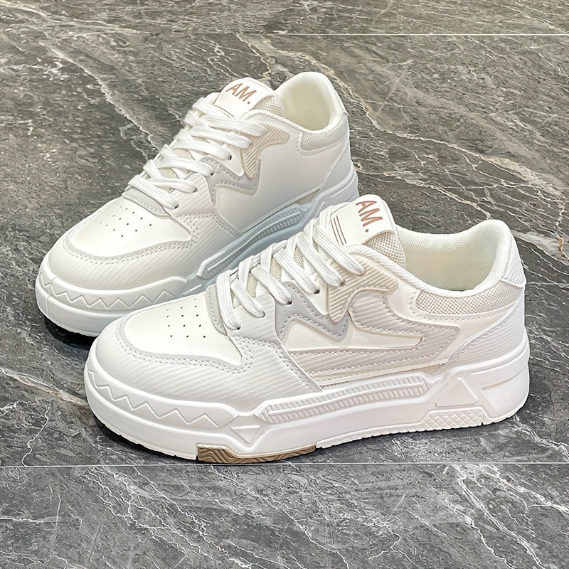 Women's Platform Sneakers, Casual Lace Up Outdoor Shoes, Comfortable Low Top Skate Shoes plus size