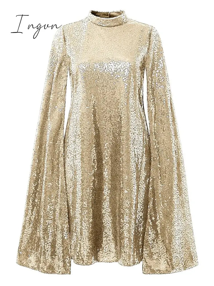 Ingvn - Women‘s Semi Formal Party Dress Sequin Dress Short Mini Dress Silver Gold Sleeveless Pure Color Sequins Split Spring Summer Crew Neck Stylish Elegant 2023 S M L XL XXL
