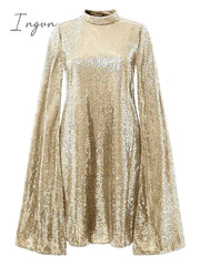 Ingvn - Women‘s Semi Formal Party Dress Sequin Dress Short Mini Dress Silver Gold Sleeveless Pure Color Sequins Split Spring Summer Crew Neck Stylish Elegant 2023 S M L XL XXL