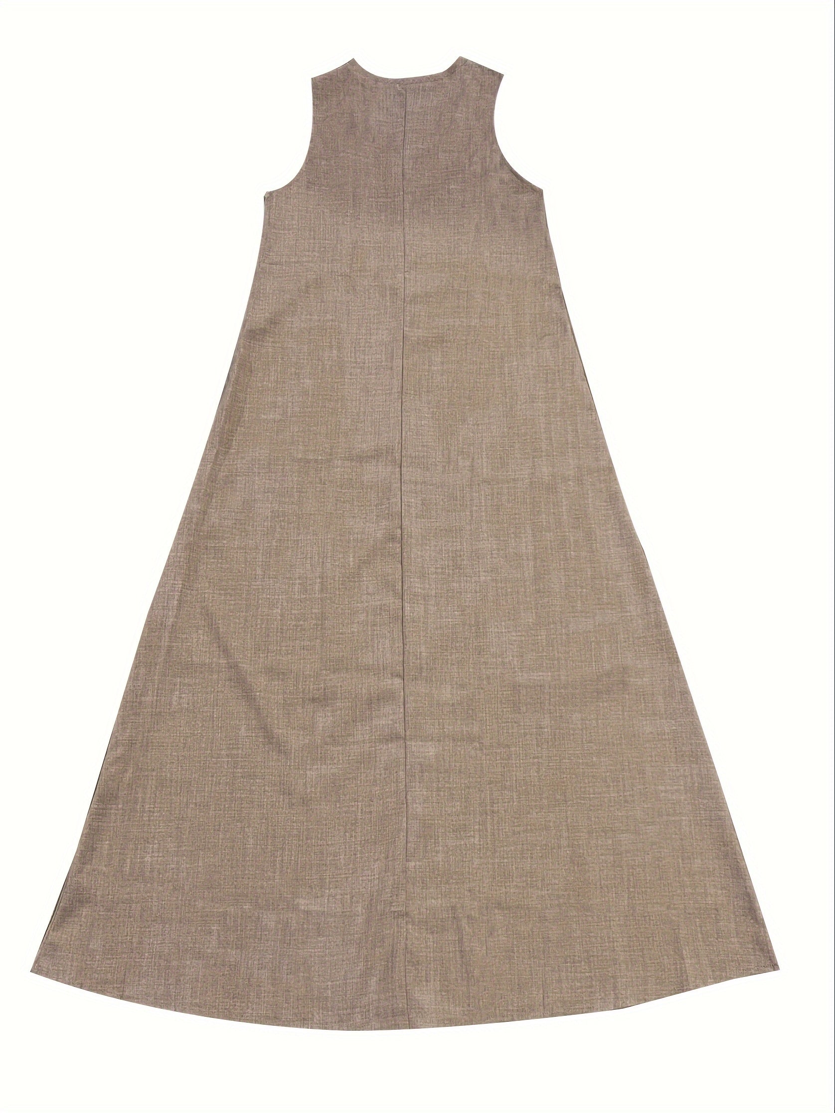 Solid Color V-Neck Maxi Dress - Fashionable Sleeveless & Loose Fit - Perfect for Summer & Spring - Womens Casual Everyday Wear