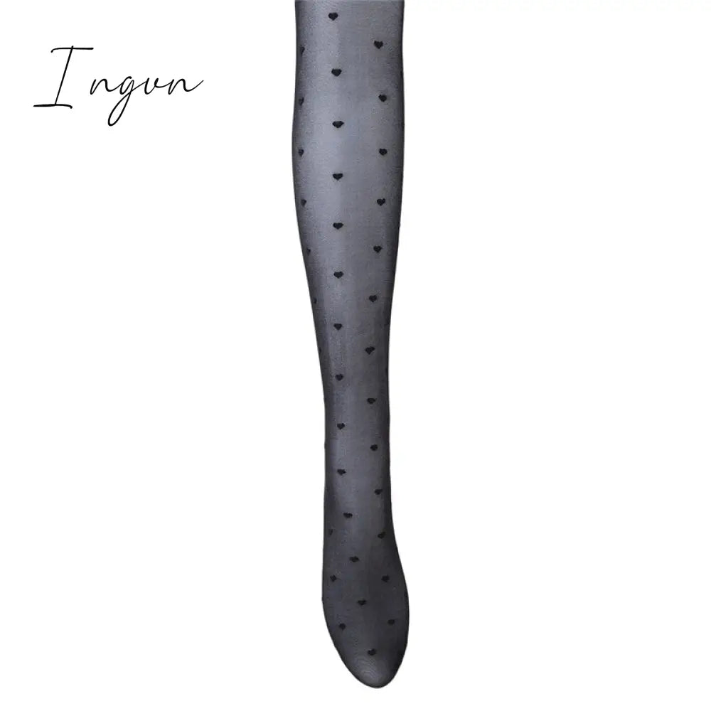 Ingvn - New Women Tights Black Dots Heart Pattern Whole Seamless Sexy Tights Female Ladies Thin Summer Tights Fashion