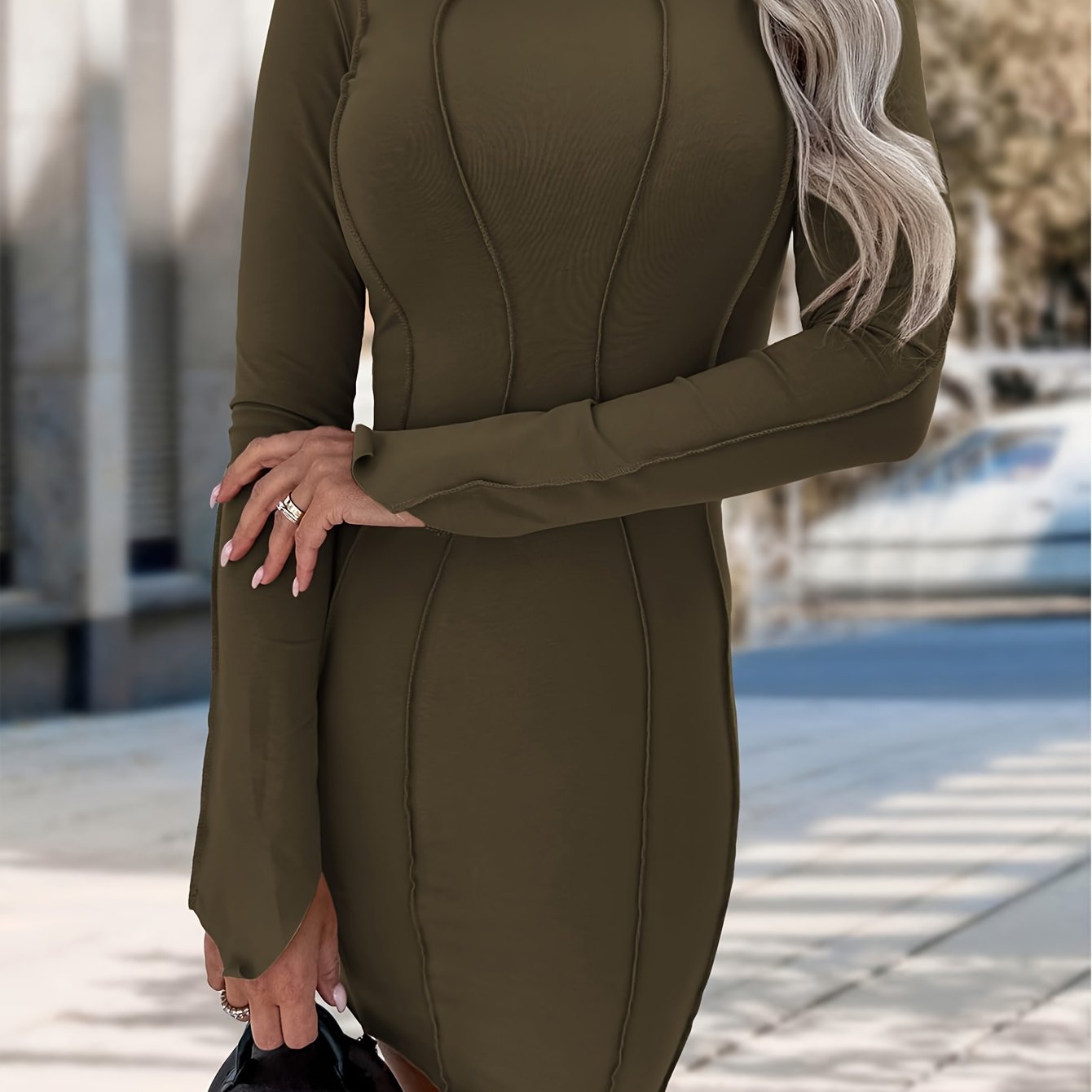 2024 Fall Collection: Women's Long Sleeve Bodycon Mini Dress, Solid Color, Casual Tight Party Club Fashion for Ladies