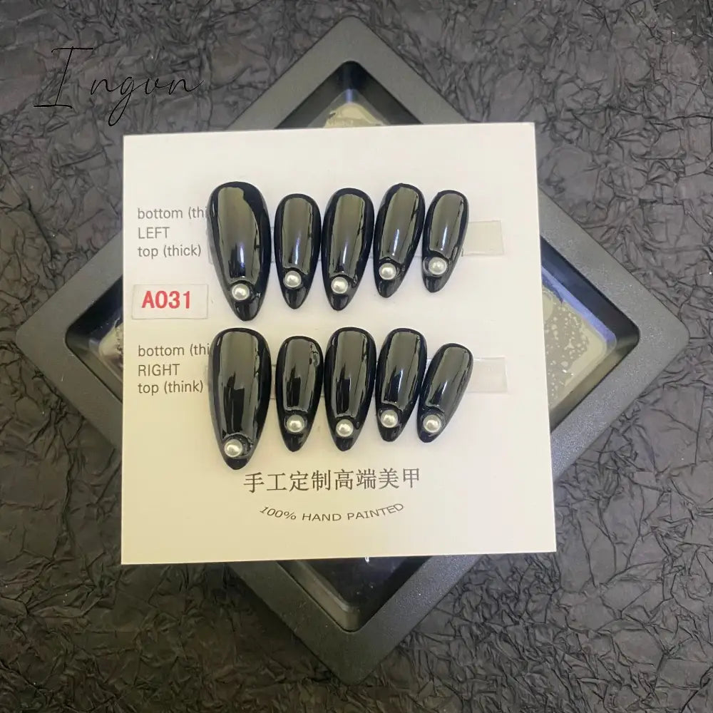Bow Ice Translucent Sense Handmade Wearable Fake Nail Gradient AB Asymmetric Almond False Nails Trim Nail Shape Nail Decoration