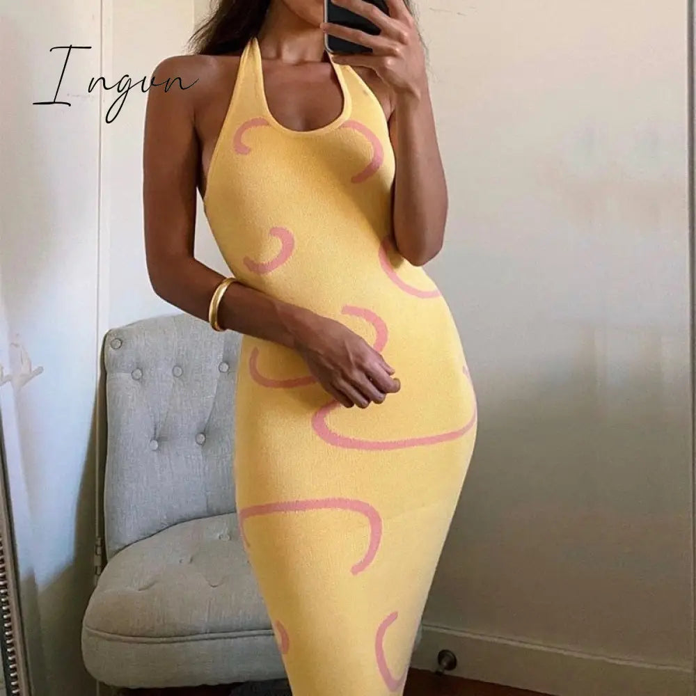 Ingvn - Green Vintage Dress Women Spaghetti Strap Sexy Bodycon Dress Casual Y2K  Paisley Fashion Party Dresses Women Beach Vestido