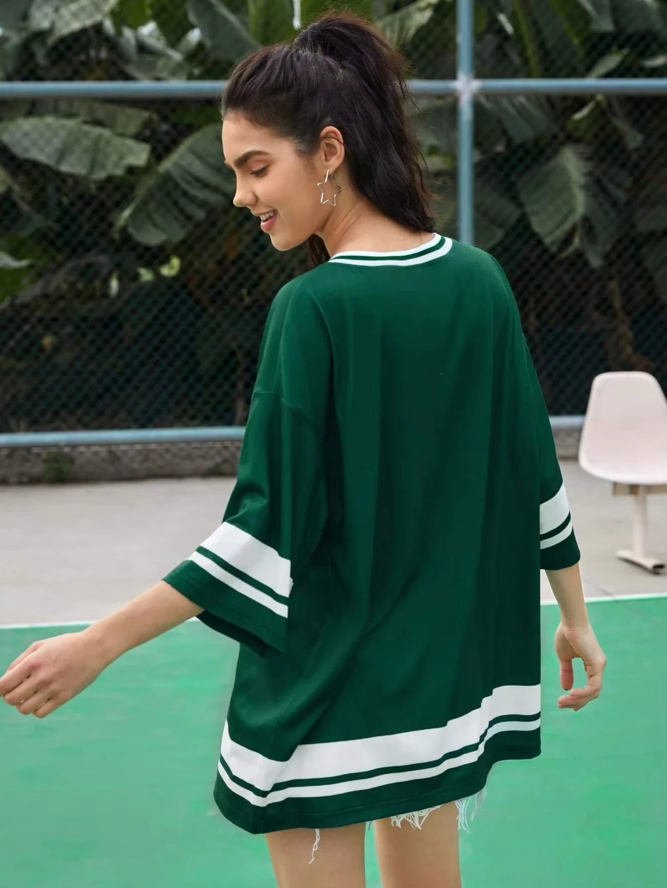 American Hot Selling Women's Jersey T-shirt Casual Loose Fashionable Breathable V-neck Digital Printed Short Sleeve Casual Top