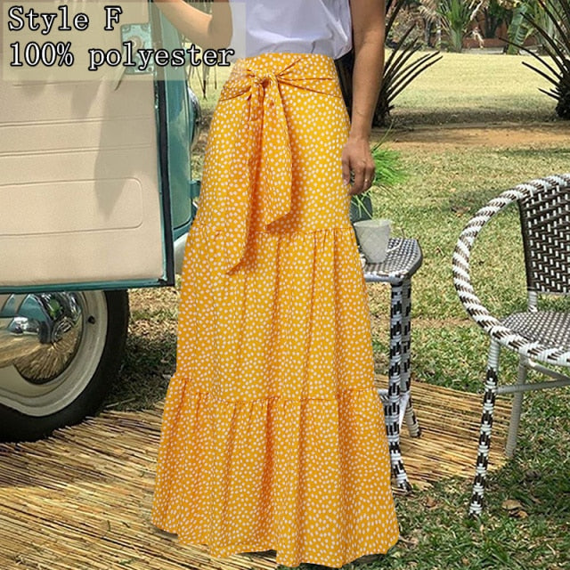 Long Skirts Women  Autumn Celmia Vintage High-Waist Female Skirts Casual Plaid Check Loose Printed Belted Pleated Maxi Skirt
