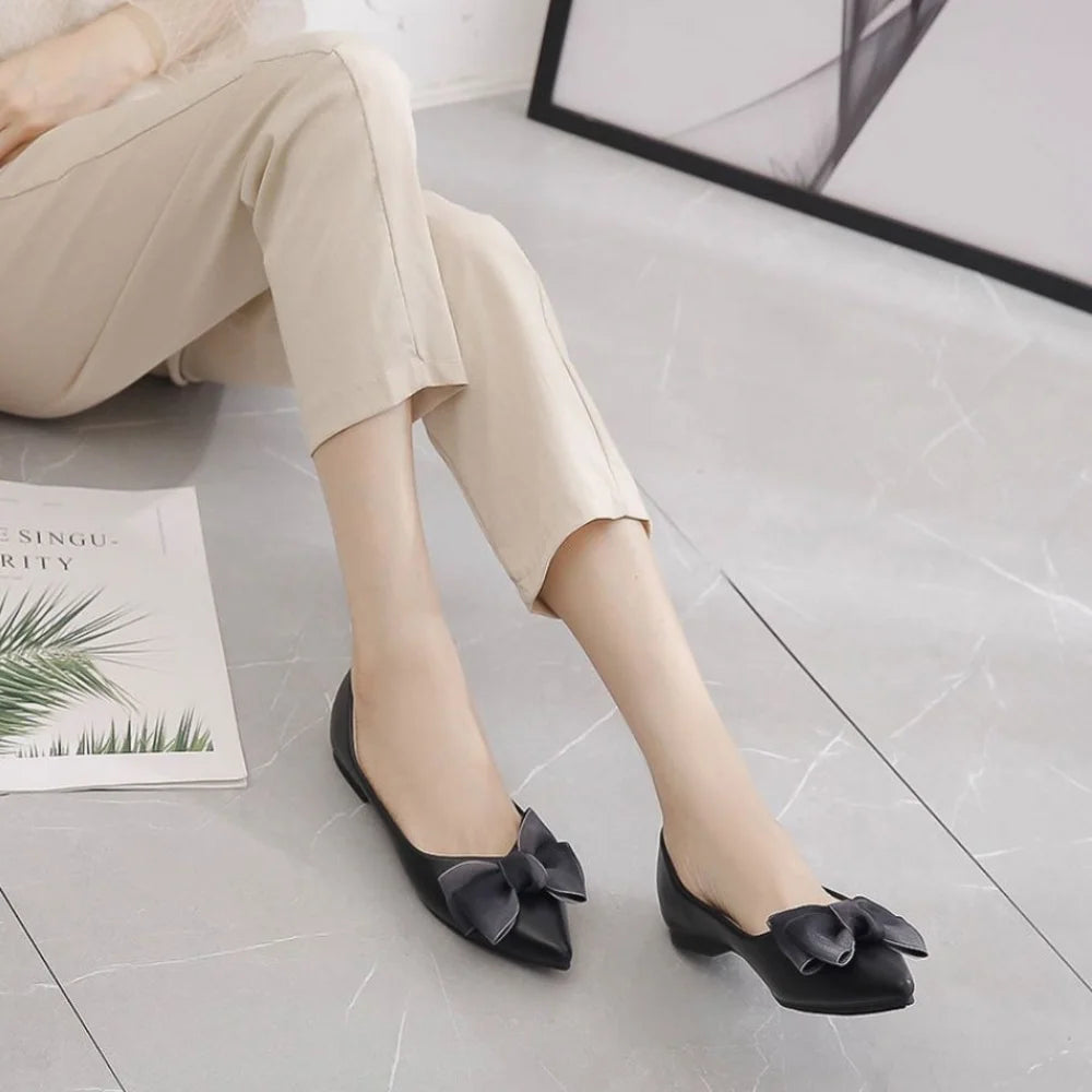 Square Toe Kawaii Flat Flats Shoes for Woman with Bow Women's Summer Footwear Loafers Cute on Promotion Discount 39 Stylish