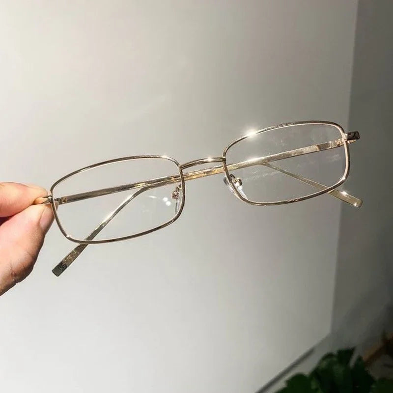 INGVN  Y2K Harajuku Small Square Frame Glasses Women Retro Metal Eyeglasses Clear Reading Spectacle Blue Light Blocking Eyewear