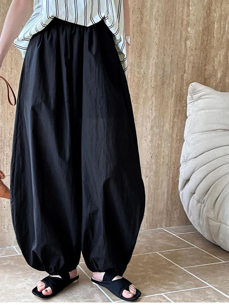 Oversize Women Pure Cotton Pants Summer Loose White Causal Lantern Trousers Fashion New Female Wide Leg Pants