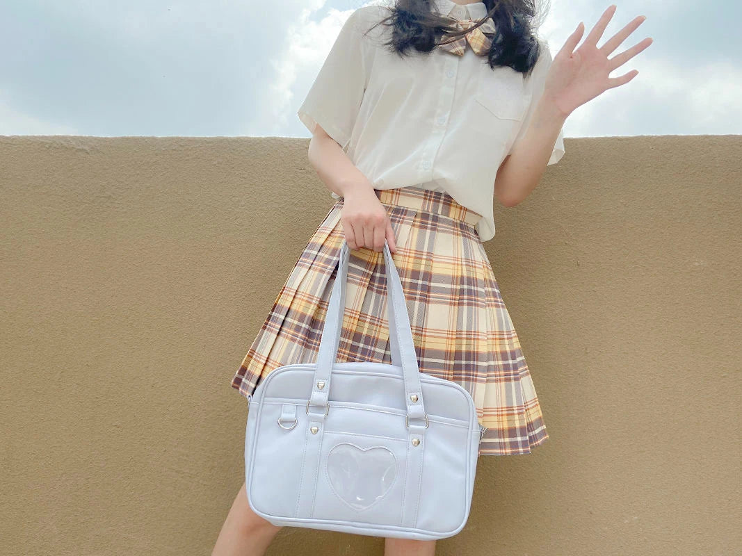 INGVN  Japanese Heart Patchwork Women Handbags High-capacity Streetwear Simple Messenger Bag All Match Fashion Shoulder Bags Y2k Preppy