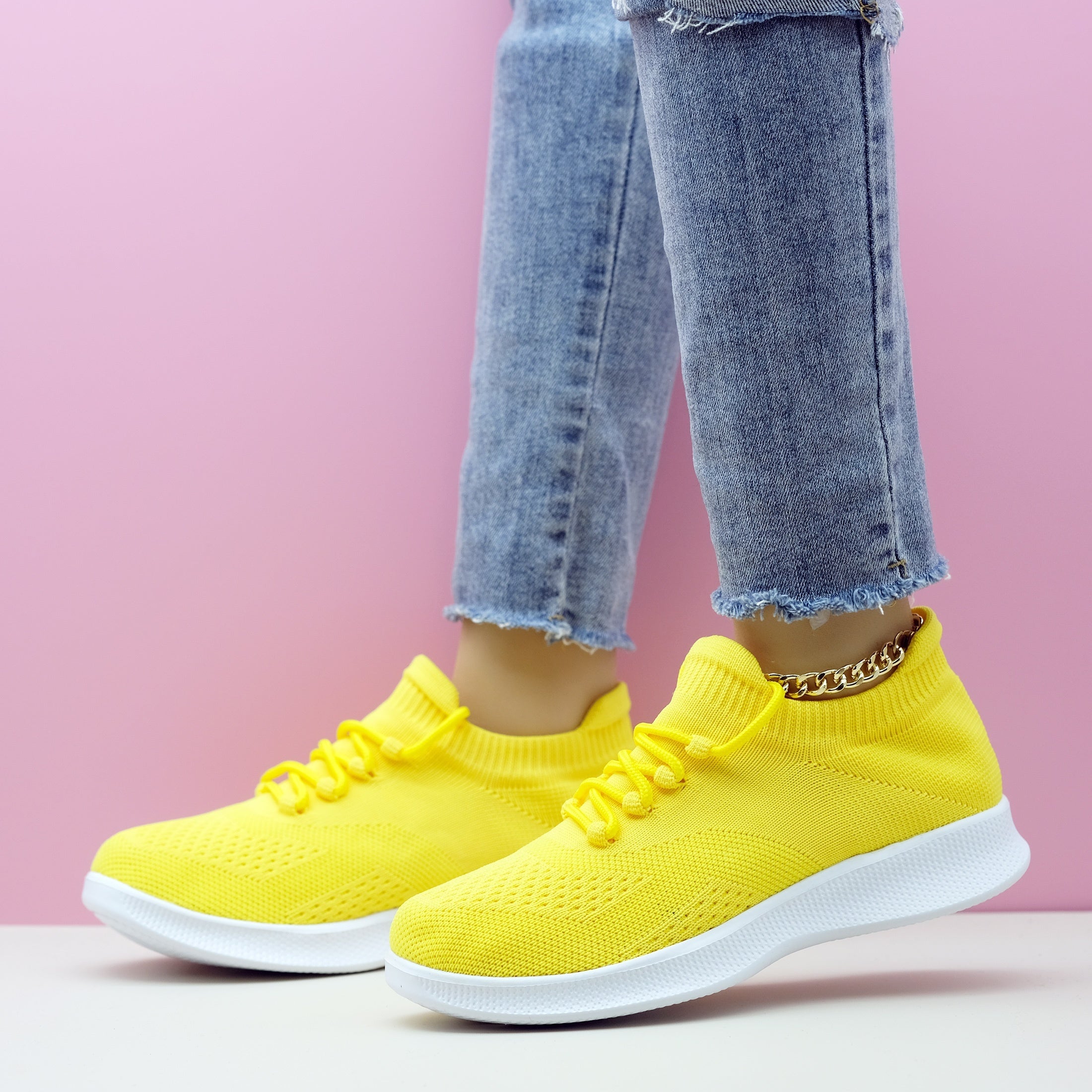 Women's Breathable Knit Sneakers, Casual Lace Up Outdoor Shoes, Comfortable Low Top Shoes plus size