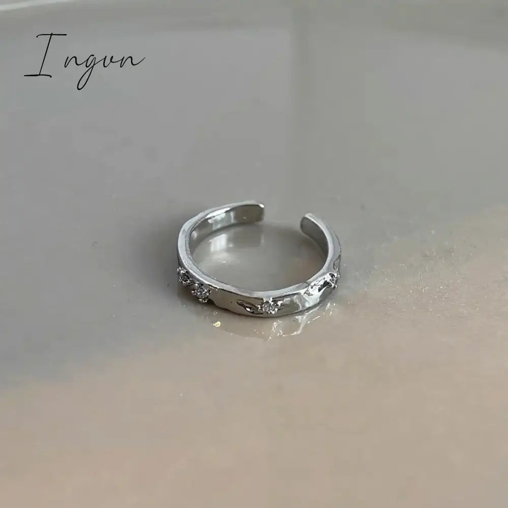 Simple Vintage Zircon Heart Rings For Women Ring Korean Fashion Cold Wind Index Finger Ring Metal Wedding Couple Party Jewelry