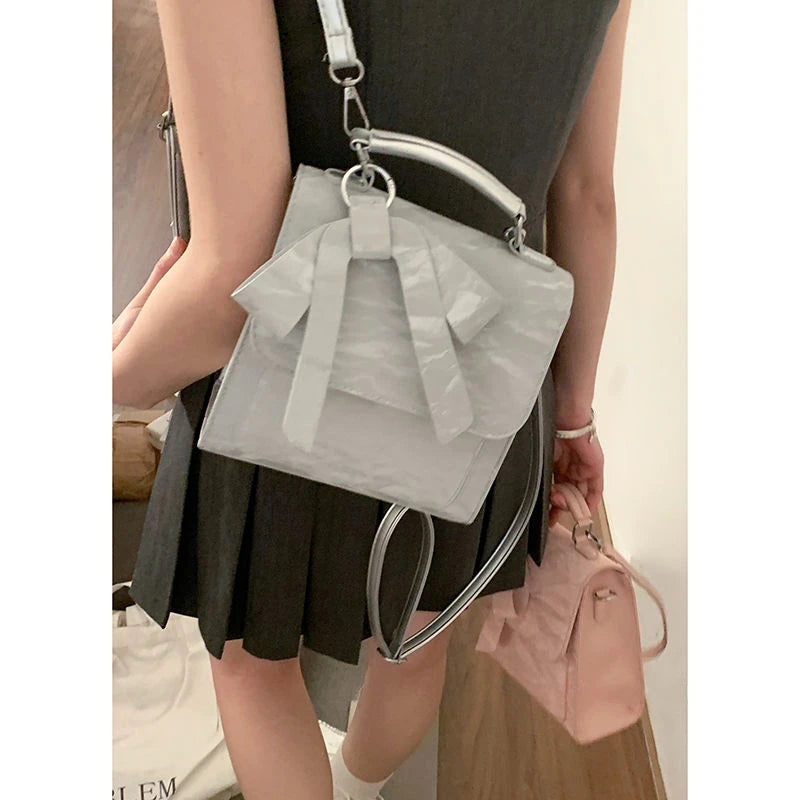 Ingvn  Bow Womens Backpack Sweet College Style Fashion Small Square Backpacks Casual Cute Literary All-match Aesthetic Female Bag