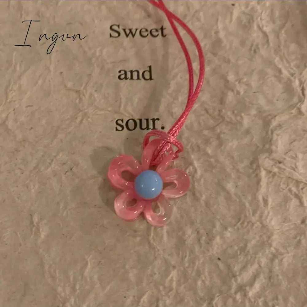 Girl Hollow Flower Necklace For women Temperament Niche Collarbone Chain Korean Fashion Neck Colorful Rope Chain y2k Jewelry
