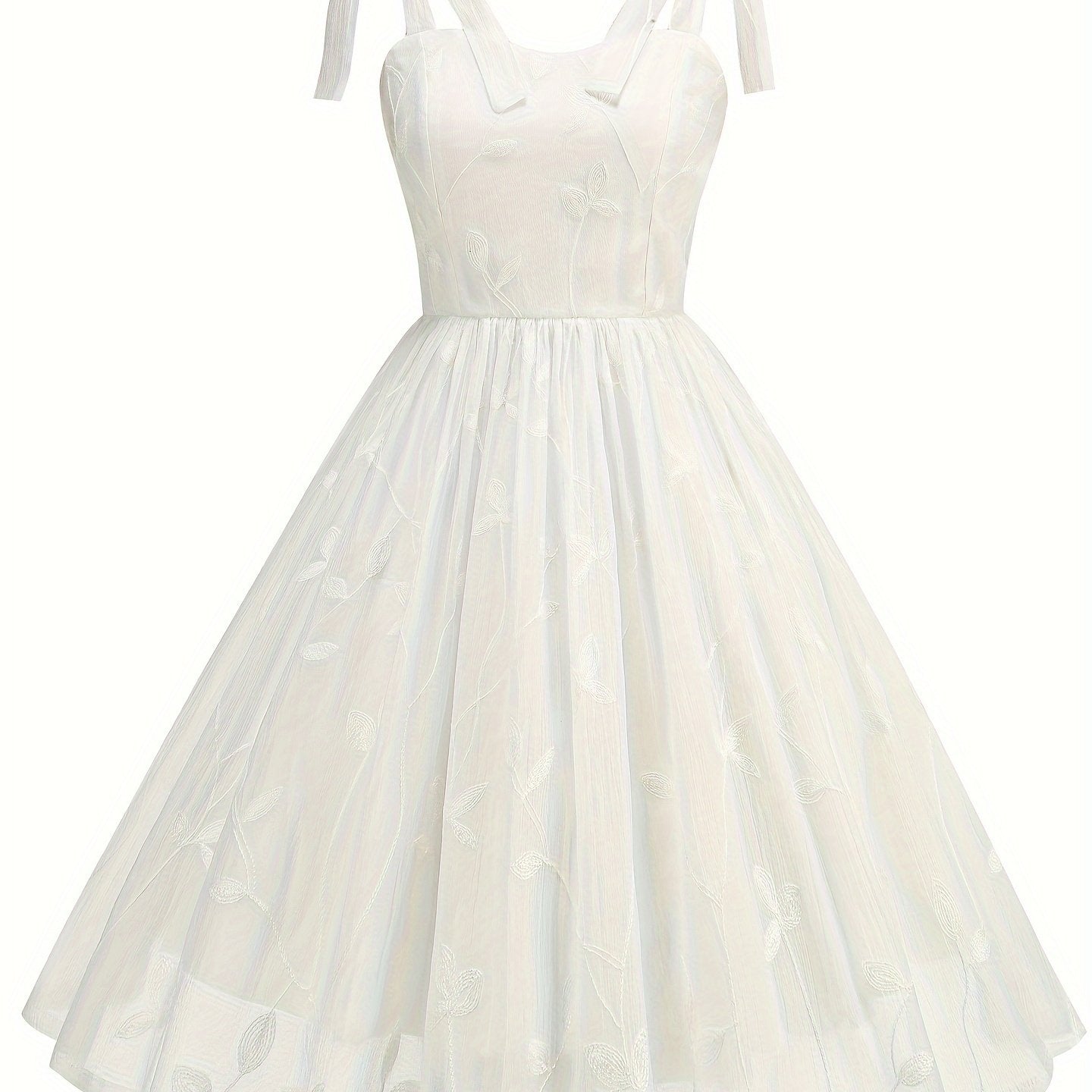 New Women'S Embroidered Mesh Tie-Up Dress