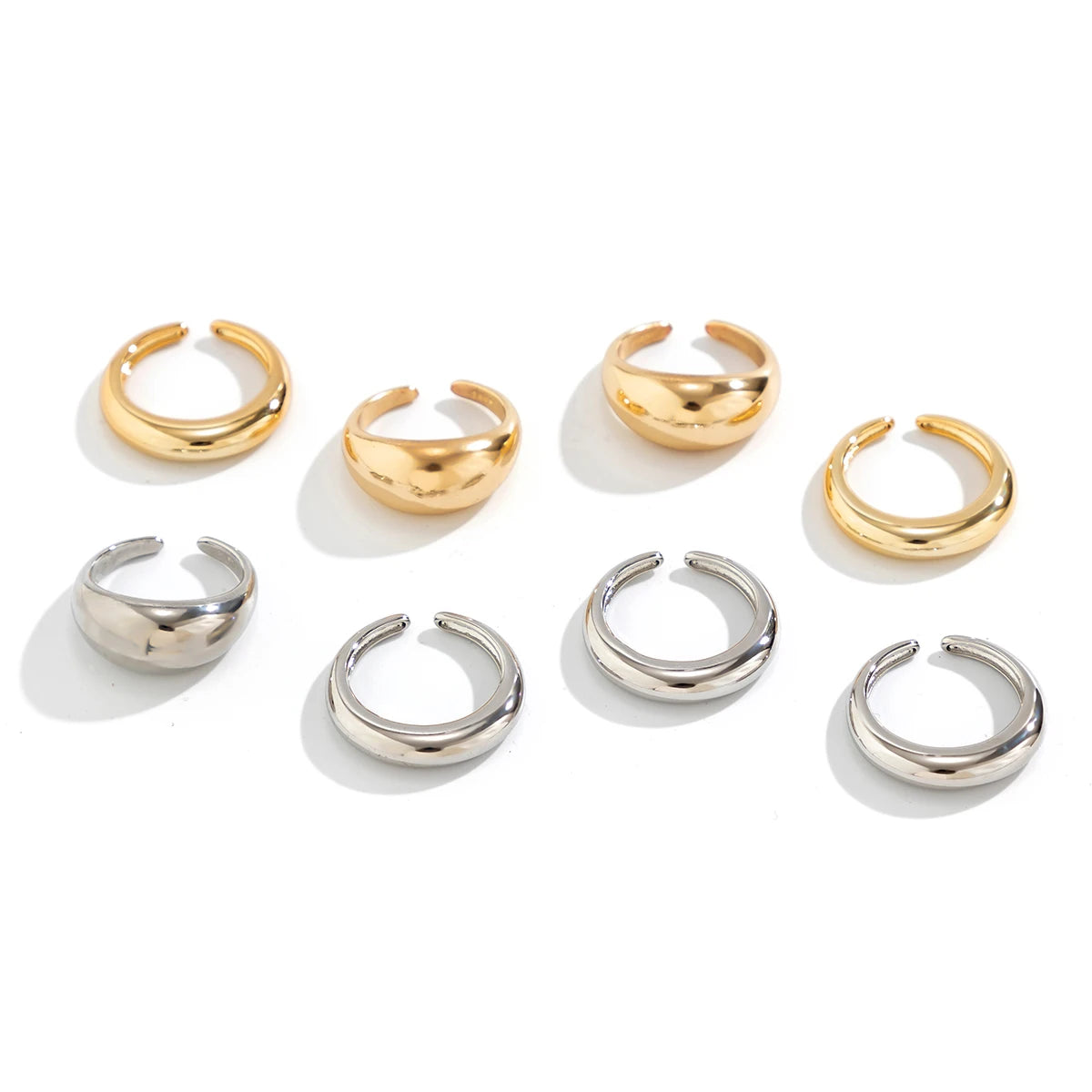 INGVN  8Pcs/Set Creative Smooth Water Drop Rings for Women Vintage Geometric Adjustable Open Finger Nail Ring Couple Wed Accessories